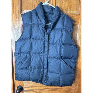 Lands End Men Puffer Vest L Nylon Down Filled Quilt Black Lightweight Work Wear